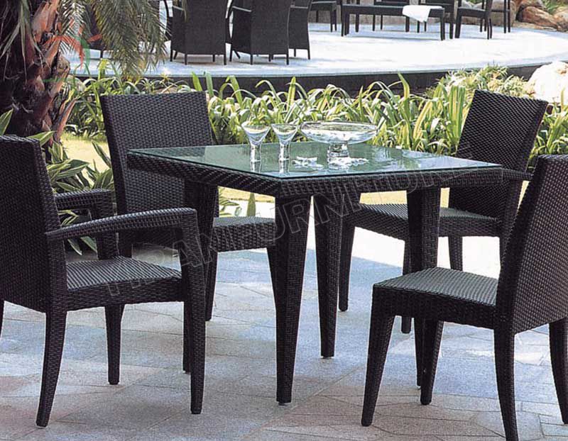 5pcs Black Color Rattan Dining Set In High Quality On Low Price