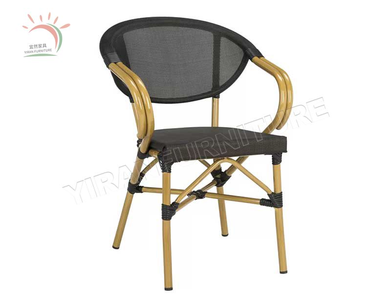 Restaurant custom outdoor furniture black rattan bistro chair