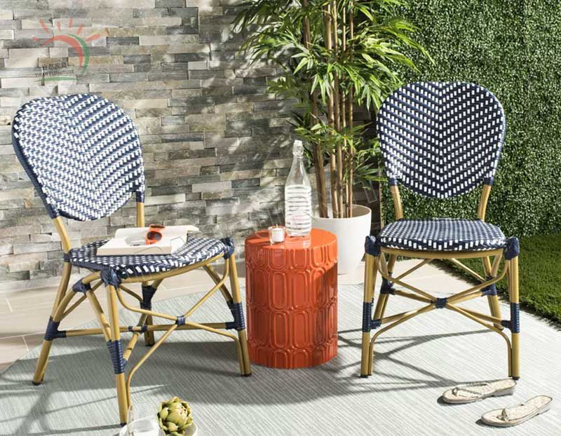 French simple style outdoor woven rattan bistro chair