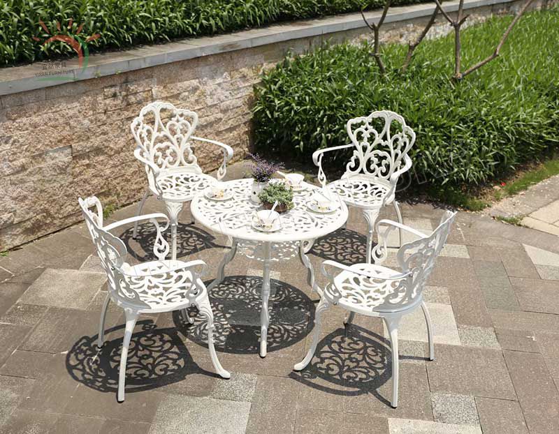 Waterproof Patio Cast Aluminum Tea Table and Chair Set Outdoor/Patio/Garden/Cottage/Courtyard/Beach Furniture