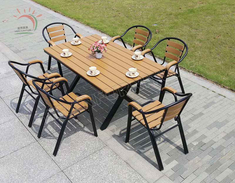 Outdoor Wood Furniture 6 Seaters Dining Table and Chairs