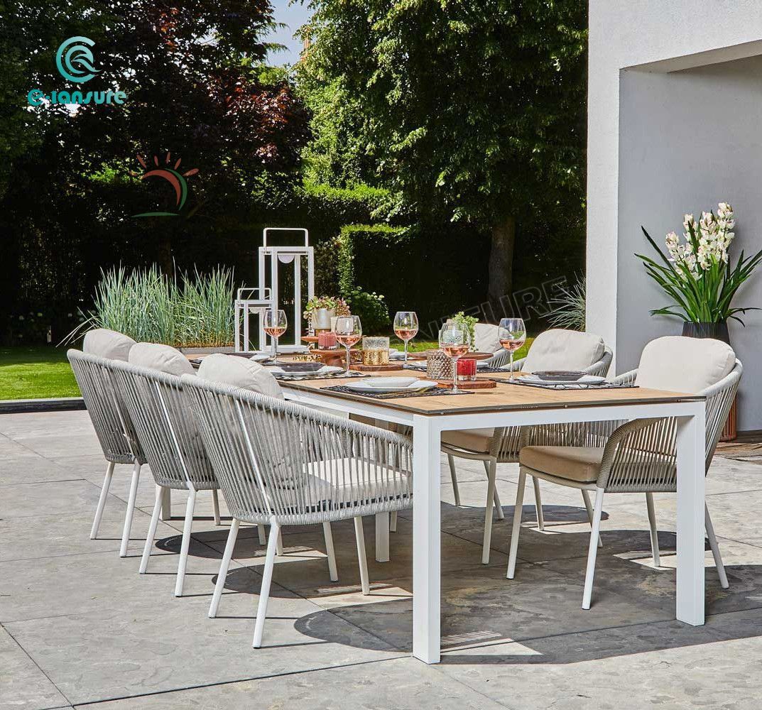 Classic Outdoor White Mix Dining Table and Chair Outdoor Furniture Set