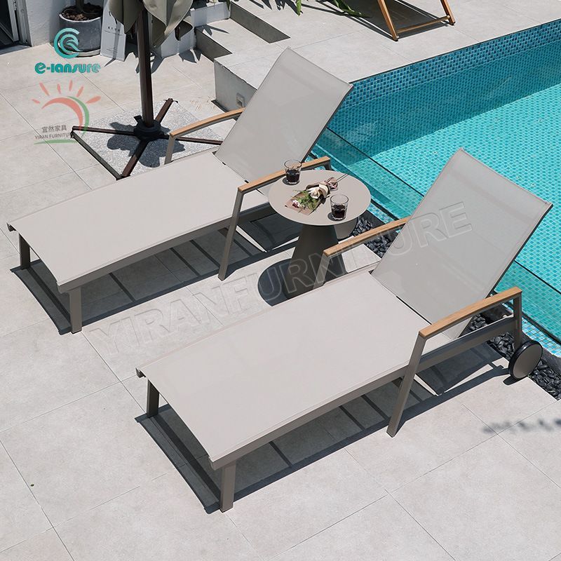Outdoor Patio Chaise Lounge with Cushion Modern Adjustable Pool Lounge Furniture