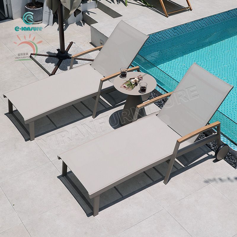 Aluminium and textilene sun loungers adjustable gray textilene