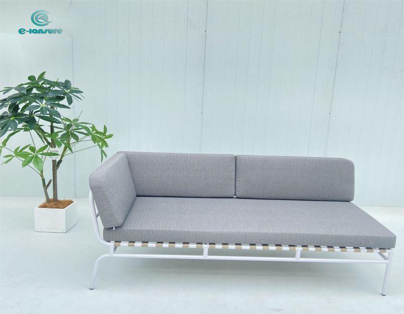 Aluminum outdoor dining set white frame grey cushion sofa