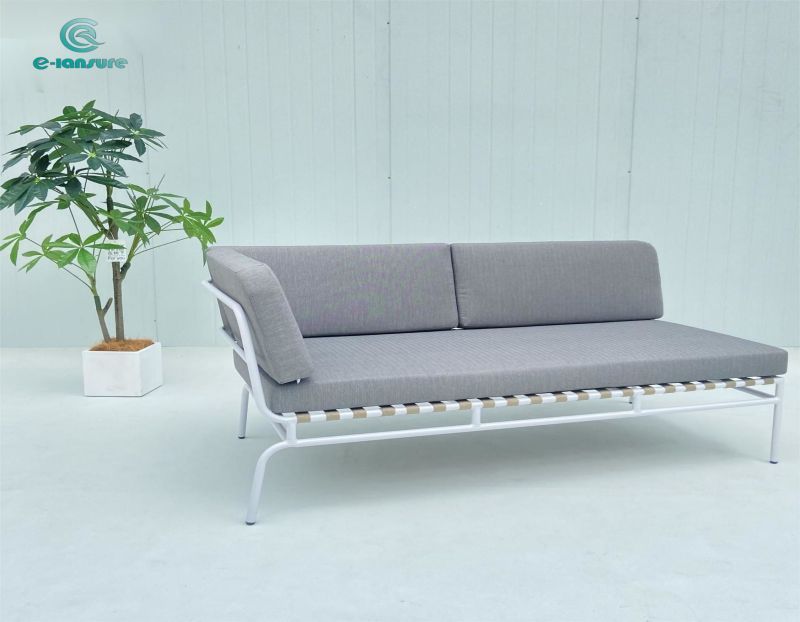 Aluminum outdoor dining set white frame grey cushion sofa