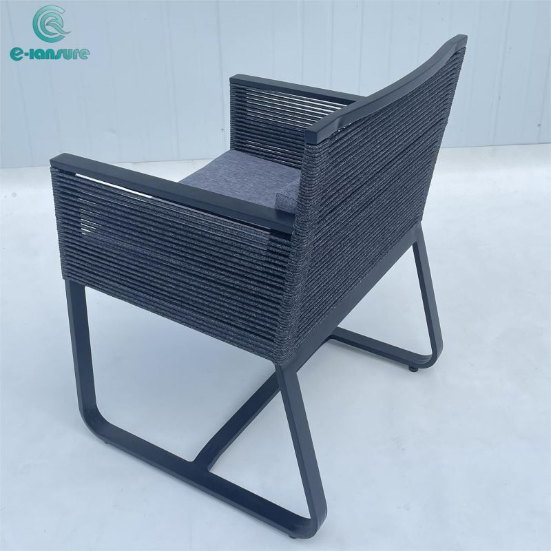 Simple Modern Home Furniture Hot Sale Black Rope Metal Aluminum Frame Chair for Home and Garden and Hotel