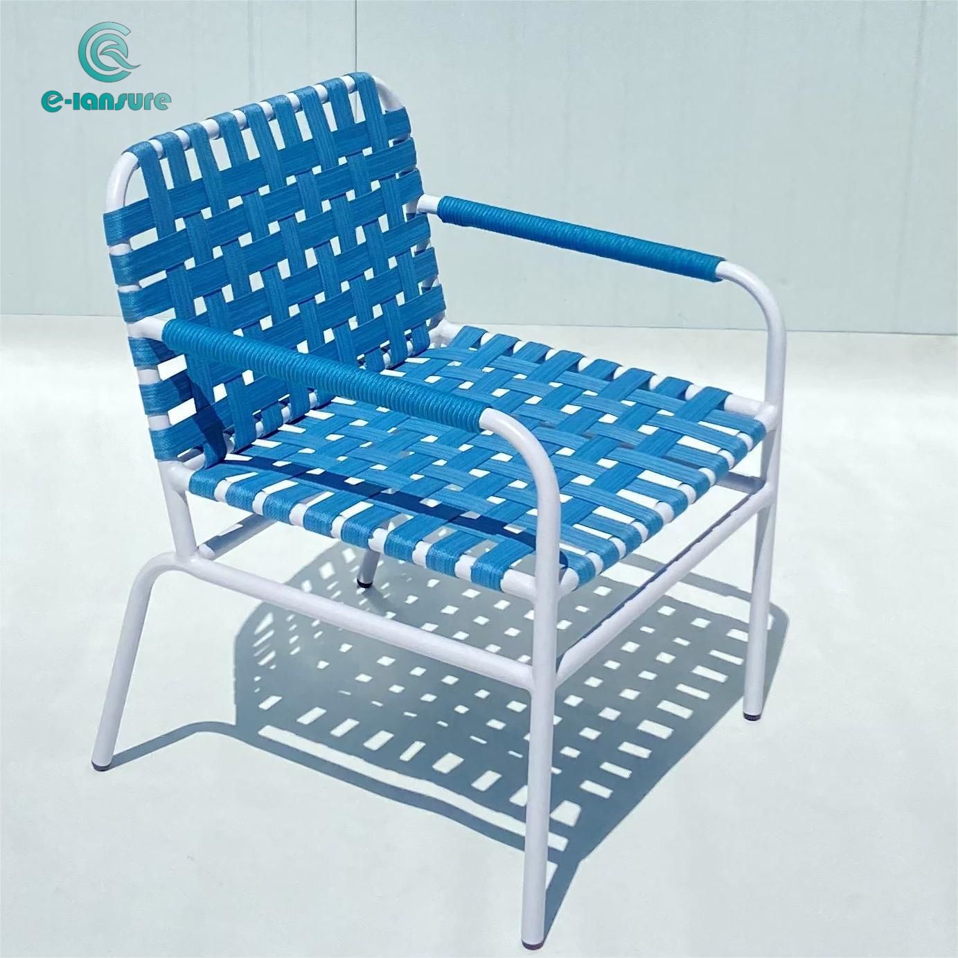 Modern Customized outdoor furniture aluminum frame blue rope chair