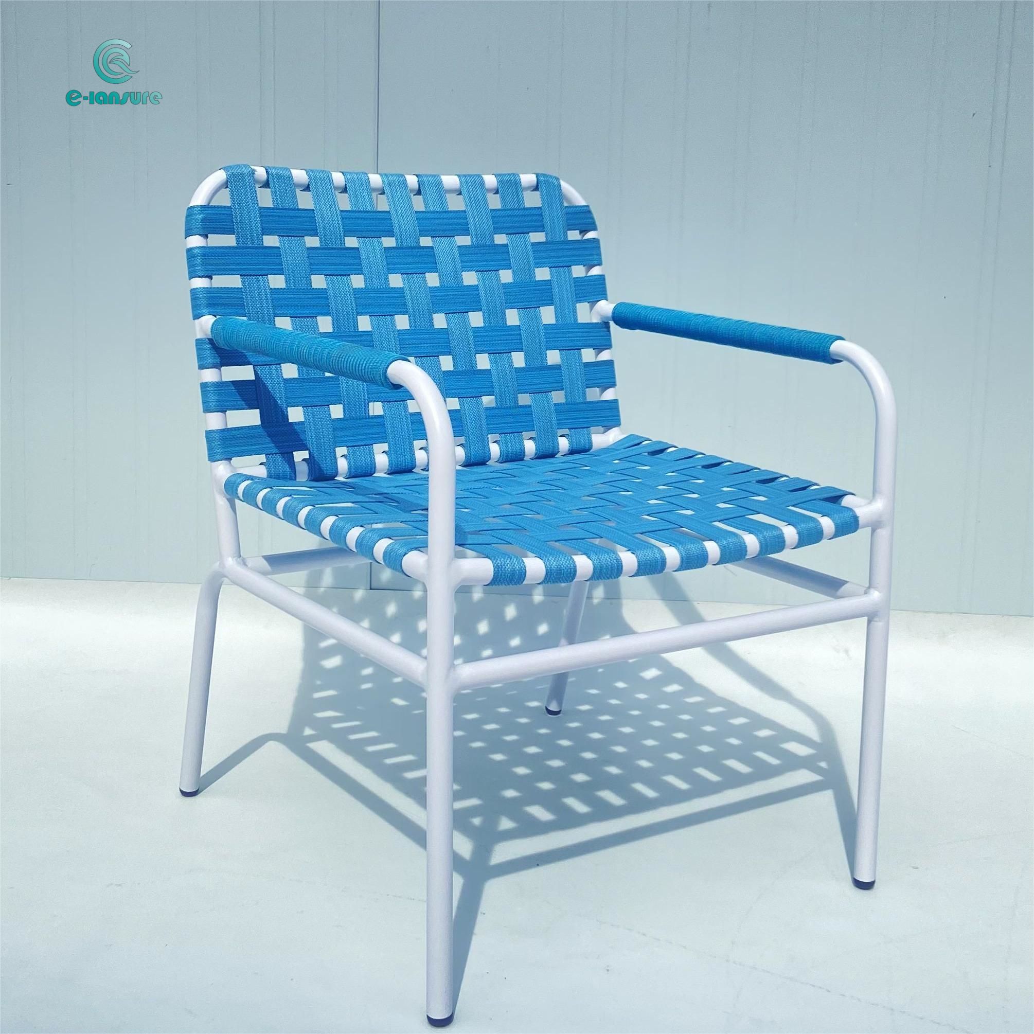 Modern Customized outdoor furniture aluminum frame blue rope chair