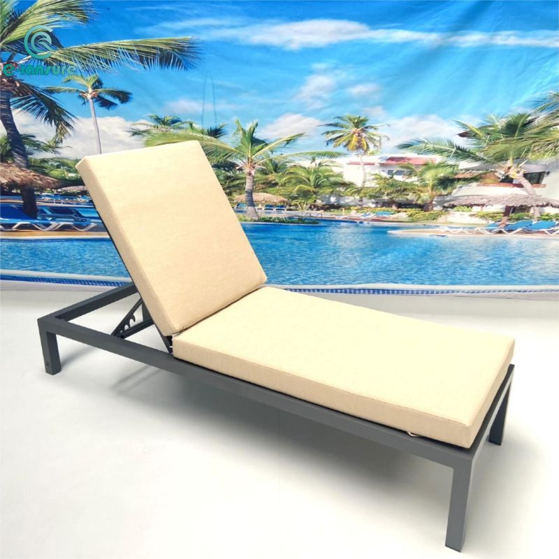 Aluminum aluminium adjustable sun loungers with yellow cushion adjustable