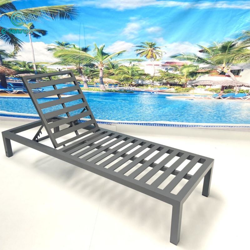 Aluminum aluminium adjustable sun loungers with yellow cushion adjustable