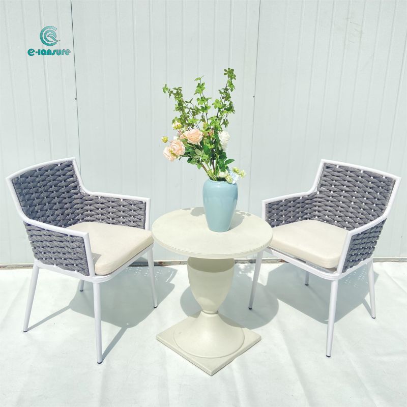 Outdoor furniture factory patio dining gray rope set
