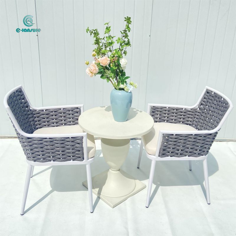 Outdoor furniture factory patio dining gray rope set