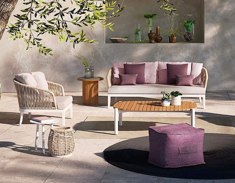 Luxury Rope Outdoor Lounge Sofa Patio Hotel Furniture Series Rope Garden Sofa Set with Table 