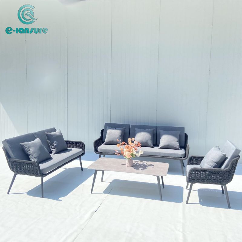 Rope outdoor sofa set  Series Luxury gray Sofa Set with tea table