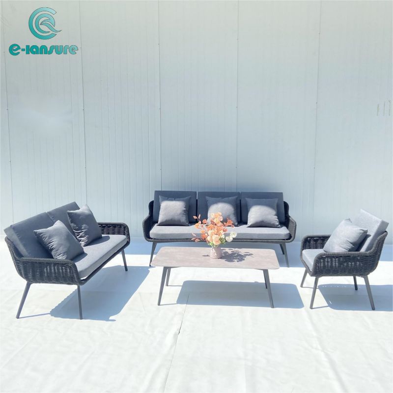 Rope outdoor sofa set  Series Luxury gray Sofa Set with tea table