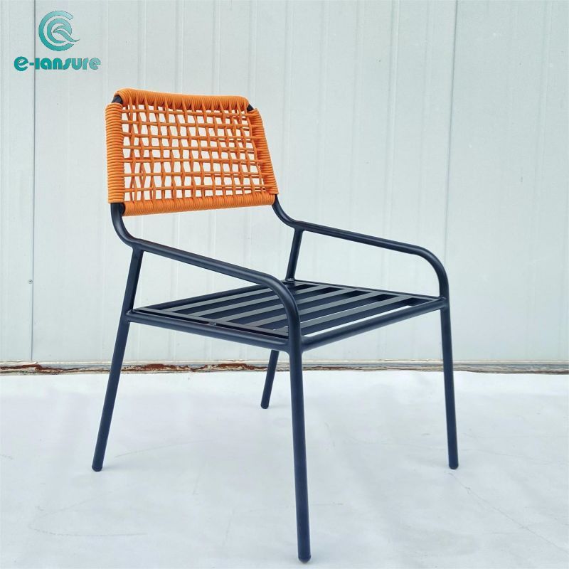 Custom outdoor simple black aluminum Orange Rope Chair