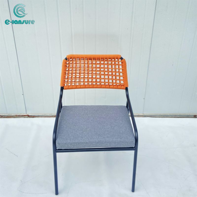 Custom outdoor simple black aluminum Orange Rope Chair