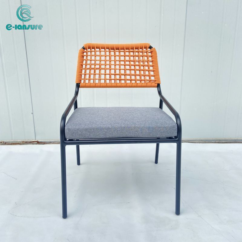 Custom outdoor simple black aluminum Orange Rope Chair