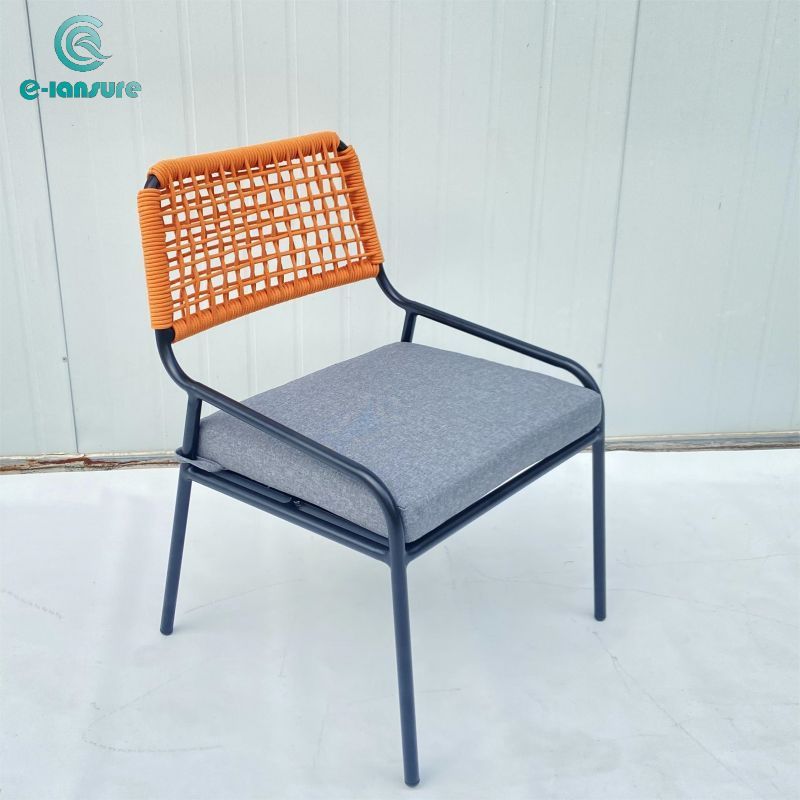 Custom outdoor simple black aluminum Orange Rope Chair