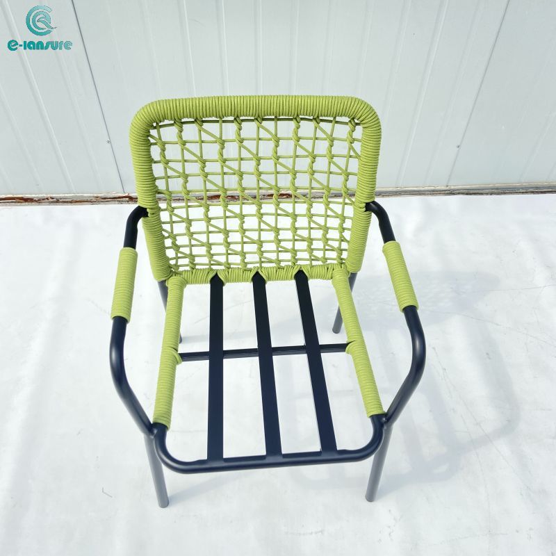 Custom aluminum outdoor simple green woven rope dining chair