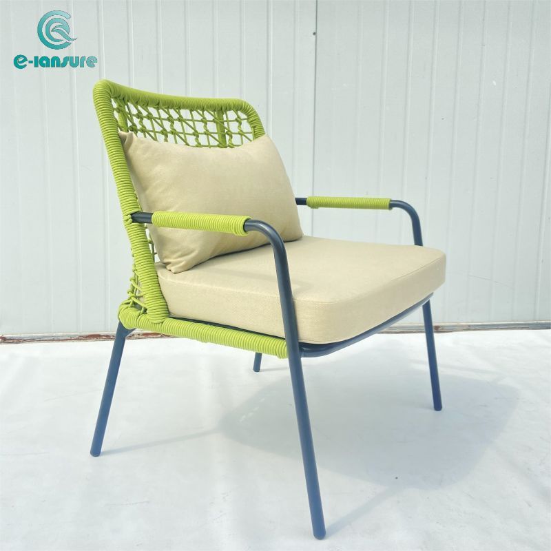 Custom aluminum outdoor Luxury green woven rope chair