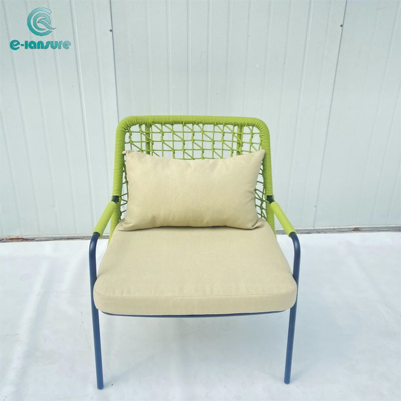 Custom aluminum outdoor Luxury green woven rope chair