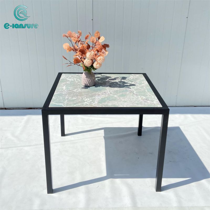 Outdoor rope furniture Square luxury marble dining table