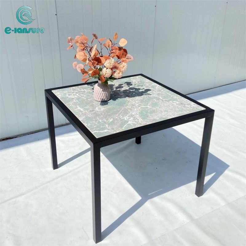 Outdoor rope furniture Square luxury marble dining table