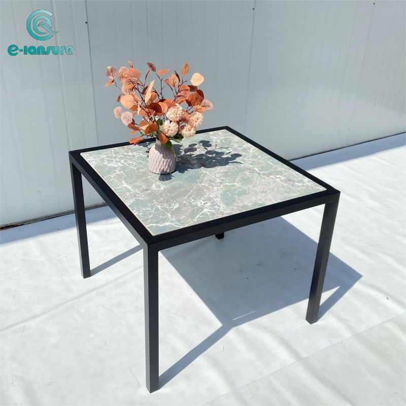 Outdoor rope furniture Square luxury marble dining table