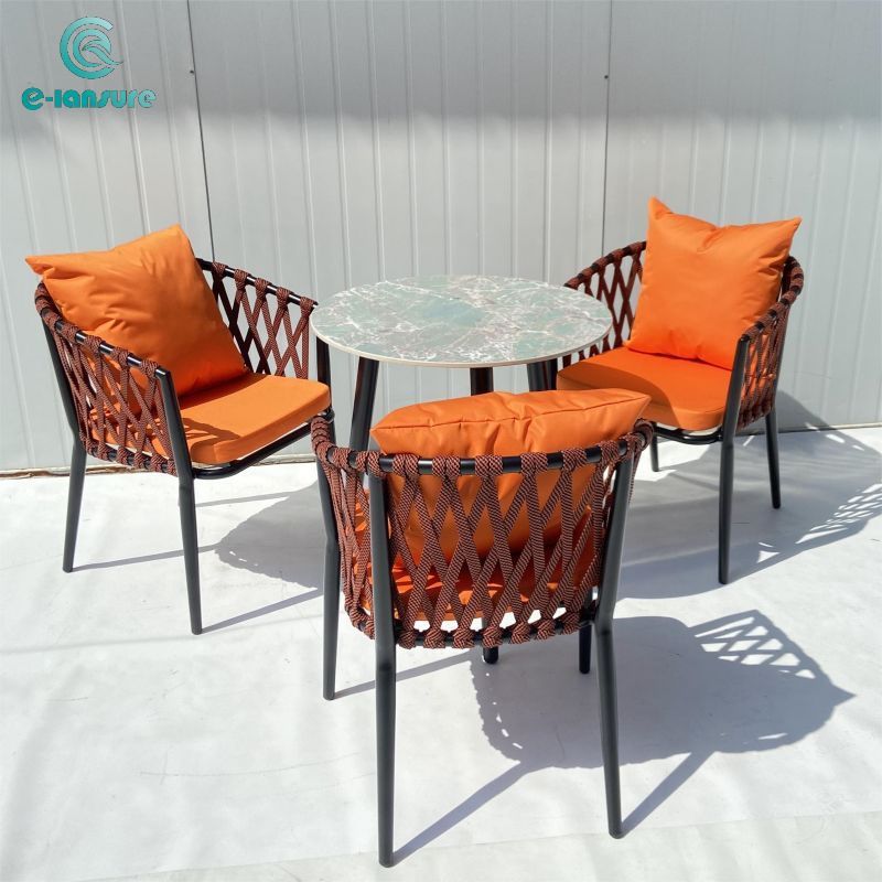 Simple hotel furniture set Series red rope chair with table set