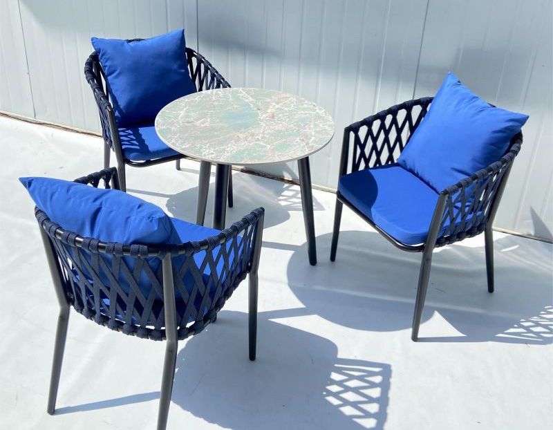  Outdoor Garden furniture set blue Series Luxury blue rope chair with table set for Home and Outdoor and hotel