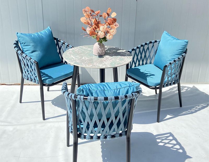 Luxury Garden blue furniture set Series Luxury blue rope chair with table set for Home and Outdoor and hotel