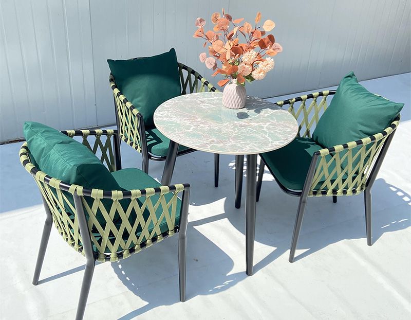 Garden green furniture set blue Series Luxury green rope chair with table set for Home and Outdoor and hotel