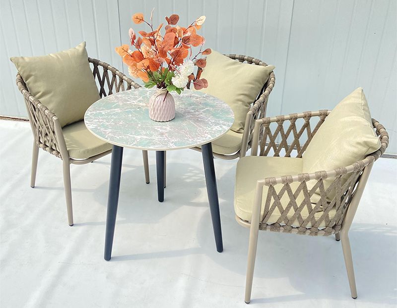 Outdoor gray Garden furniture set  Series Luxury gray rope chair with table set for Home and Outdoor and hotel