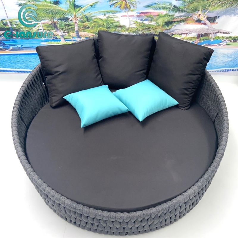 Modern Garden Line Waterproof Round Cast Aluminum Frame Outdoor Rope Daybed