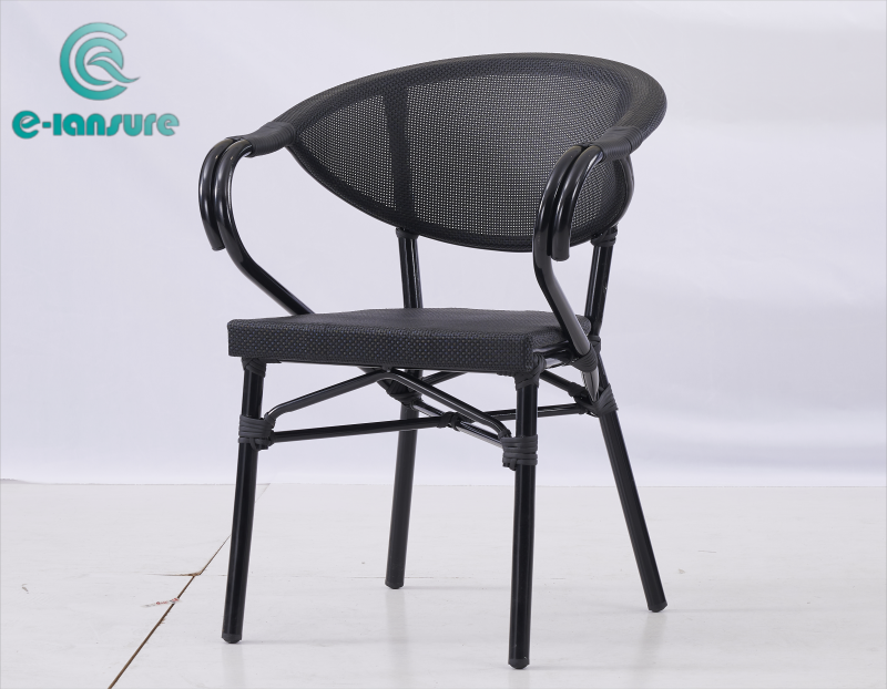 Hotel custom woven rattan black bistro garden Chair 