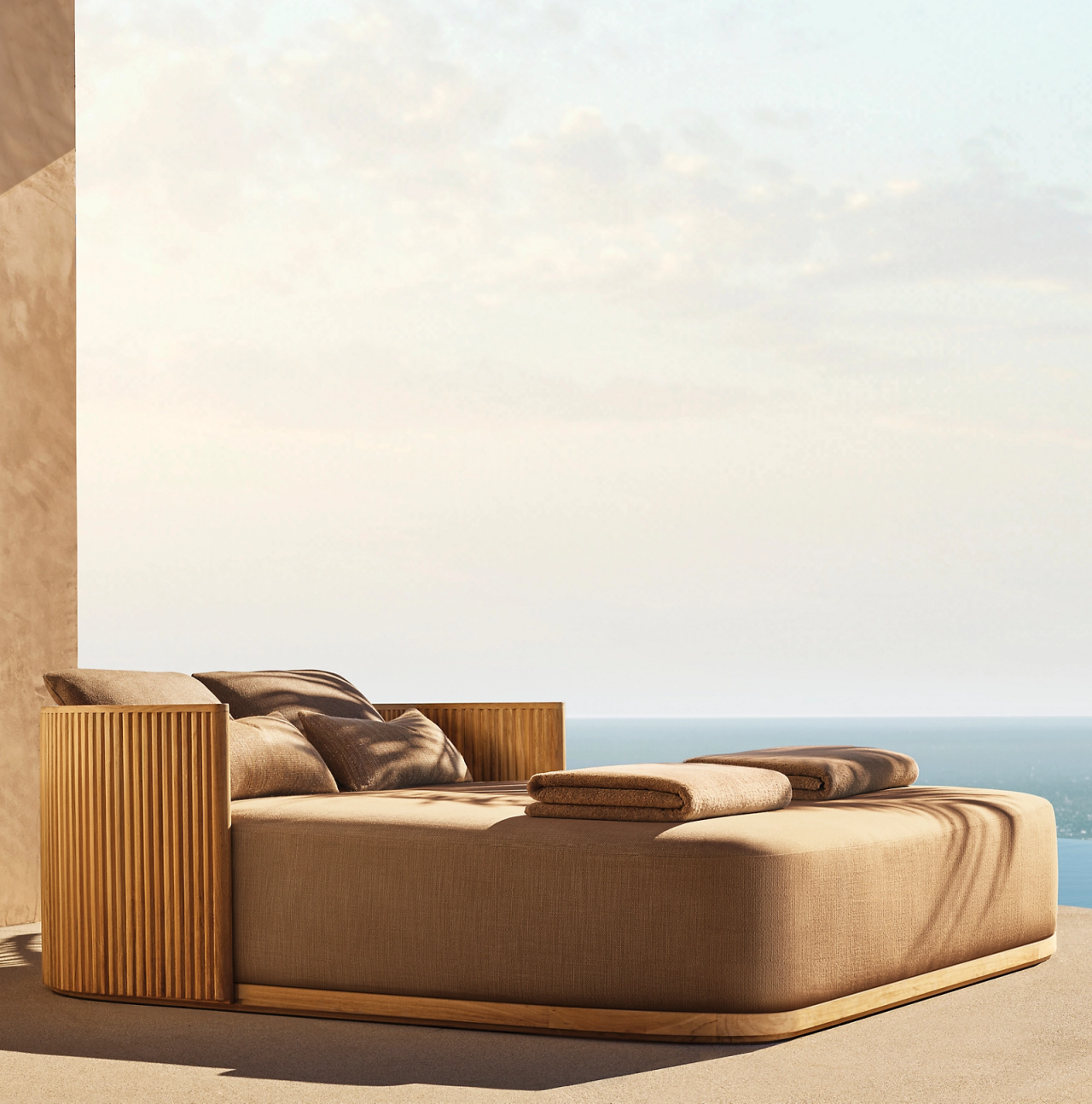 Modern Elegant Solid Teak Wood Outdoor Furniture Comfortable Garden Sun Lounger Chaise Lounge Chair
