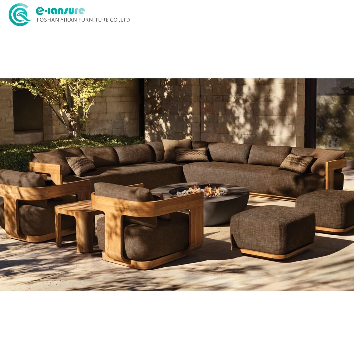 Luxurious Elegance Outdoor Teak Furniture Set – Garden Solid Wood Sofa with Side Table