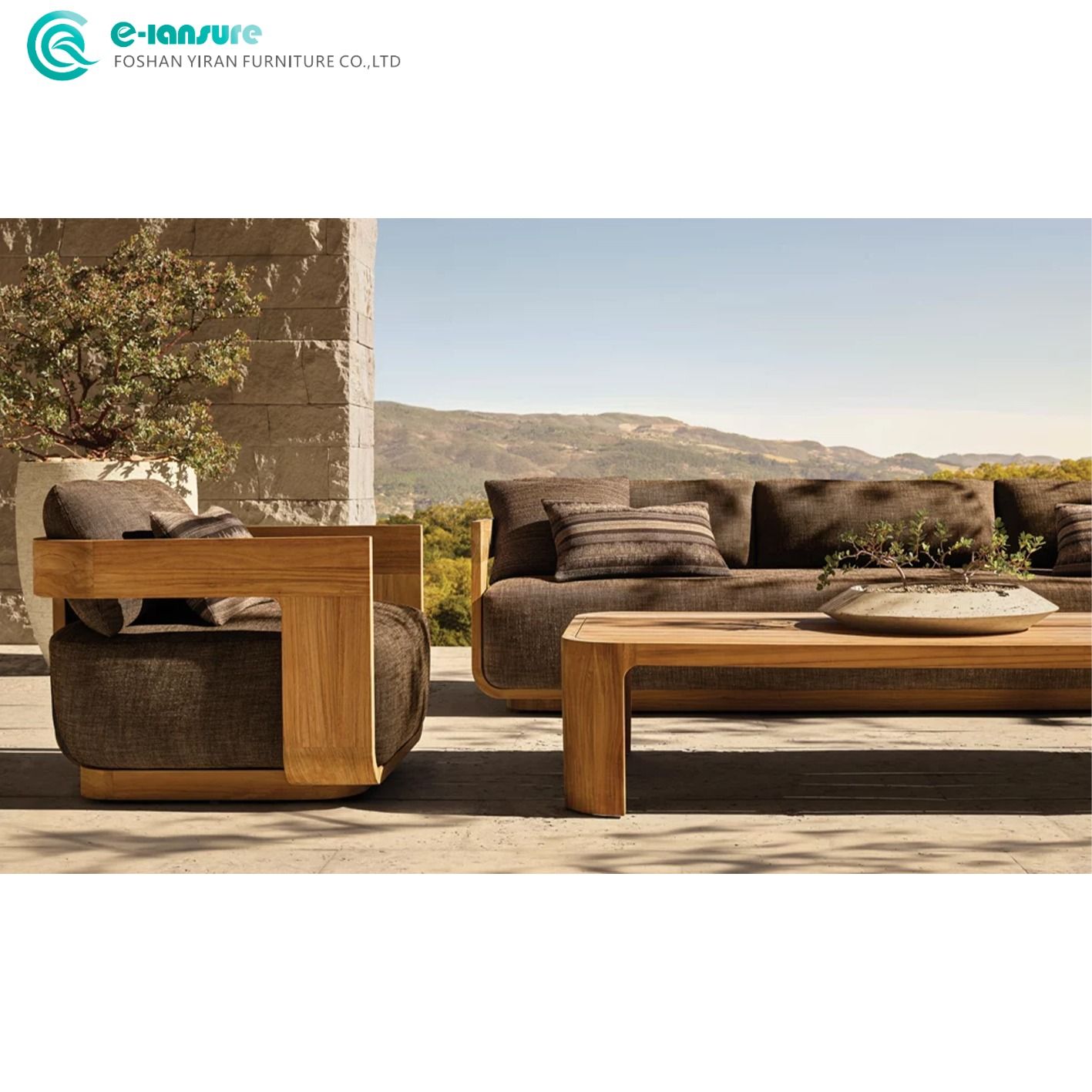 Luxurious Elegance Outdoor Teak Furniture Set – Garden Solid Wood Sofa with Side Table