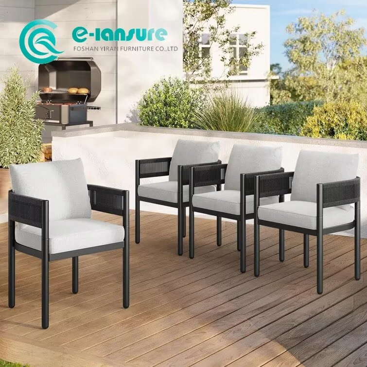 Durable Outdoor Furniture Dining Set Aluminum Frame Chairs with Waterproof Cushion