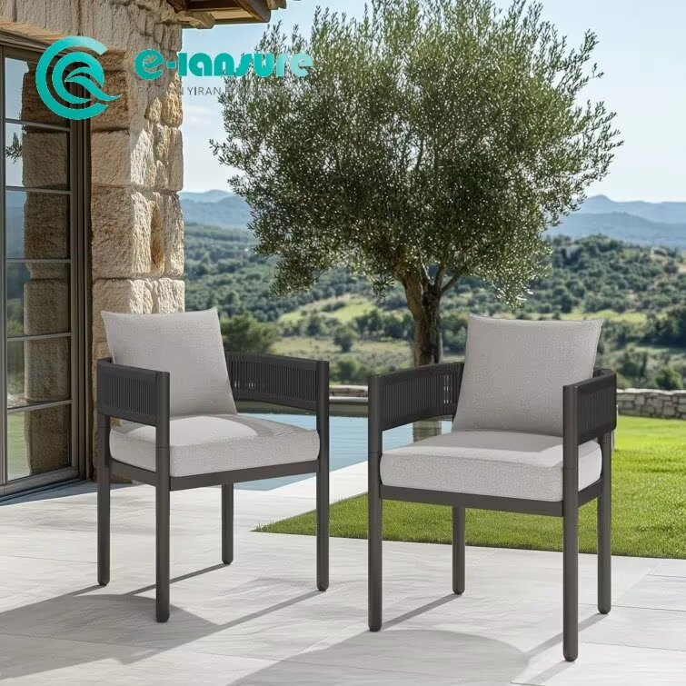 Durable Outdoor Furniture Dining Set Aluminum Frame Chairs with Waterproof Cushion