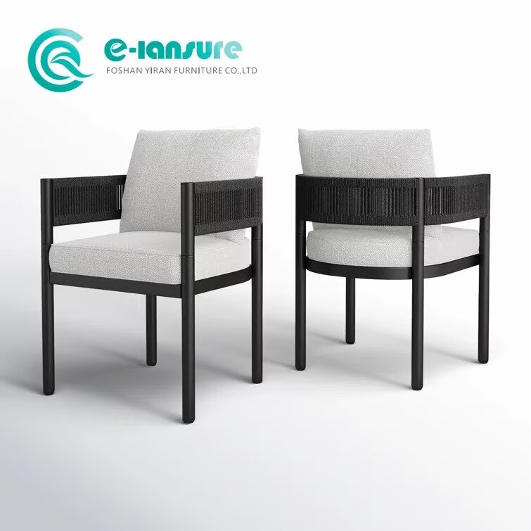 Durable Outdoor Furniture Dining Set Aluminum Frame Chairs with Waterproof Cushion