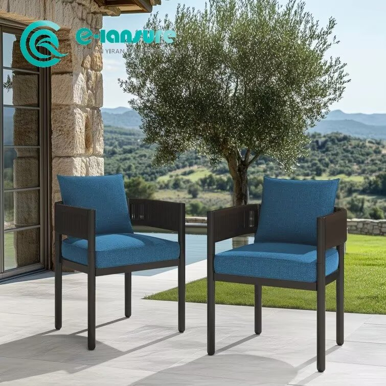 Durable Outdoor Furniture Dining Set Aluminum Frame Chairs with Waterproof Cushion