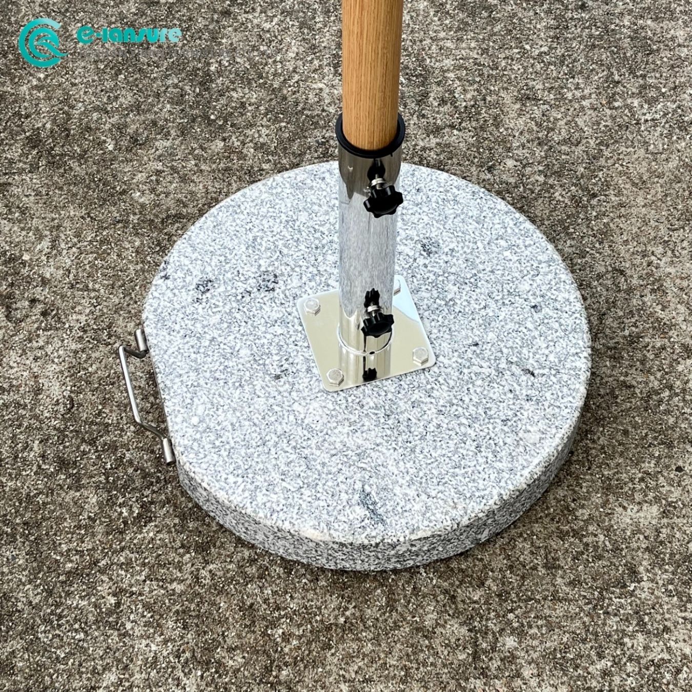Elegant Factory Hot Sale Product Outdoor Aluminum Frame with Wooden Color Umbrella and Marble Base Parasol