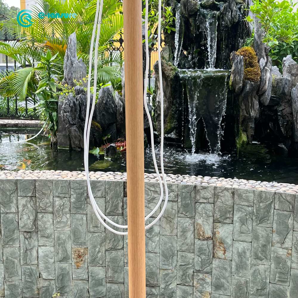 Outdoor Furniture Series 2 meters Beach Umbrella Aluminum Frame and Wooden Color with Heavy Marble Base Parasol