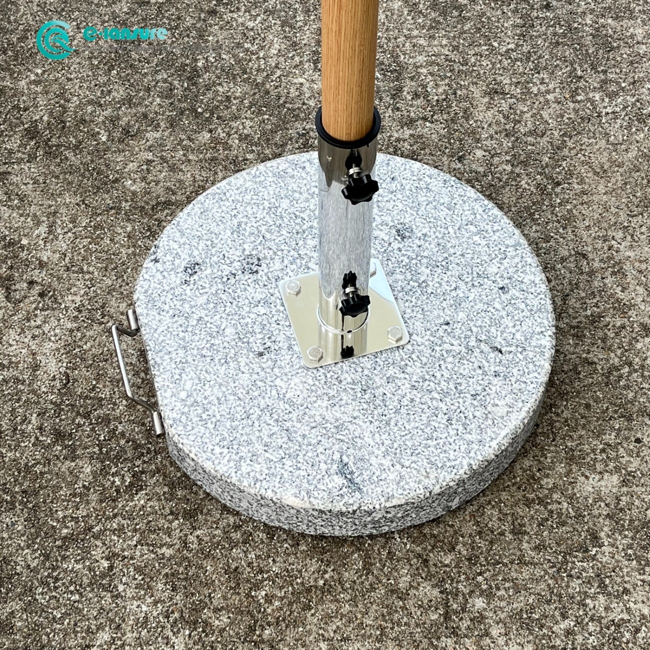 Wholesale Outdoor 3 Meters Round Umbrella Aluminum Frame with Wooden Color Sunshade with Marble Base Beach Poolside