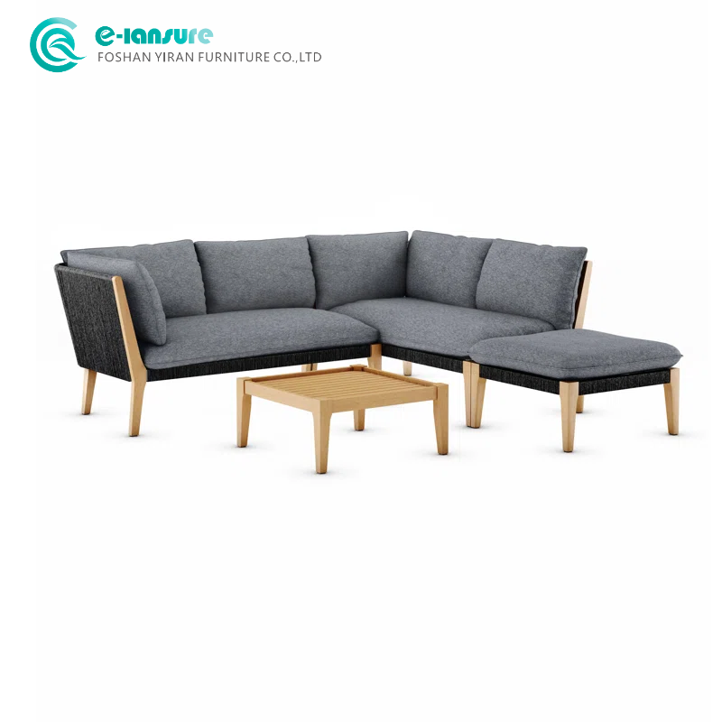 Leisure Outdoor Solid Teak Wood Sofa Set with Coffee Table Courtyard Patio Resorts Furniture