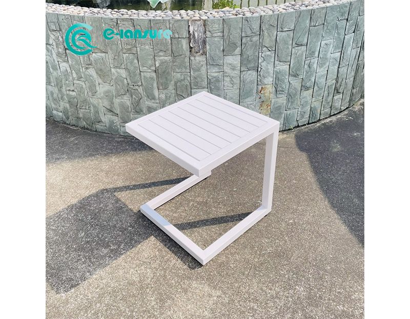 Durable Aluminum and Teak Wood Sun Lounger Set Casual Outdoor Furniture