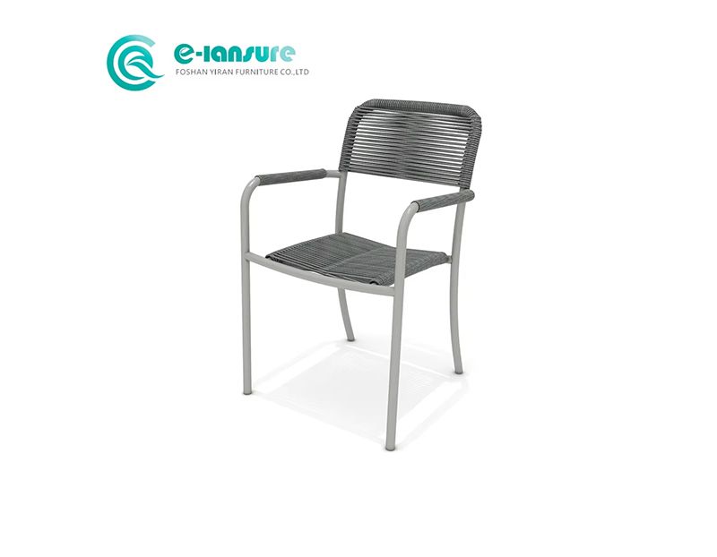 Sophisticated 5-Piece Modern Outdoor Dining Table and Chair Set Rust-Resistant Aluminum Frame and Breathable Woven Rope